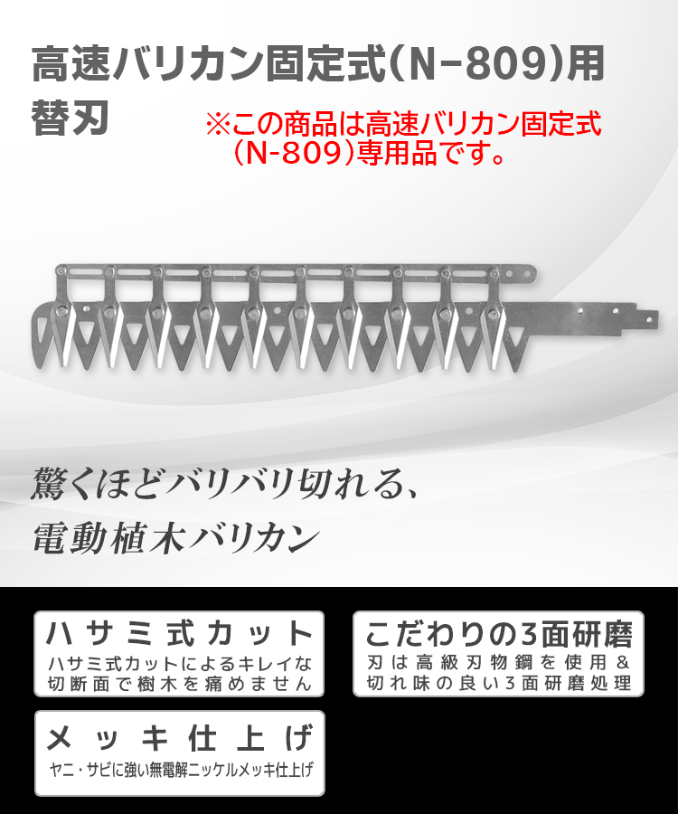 ニシガキ工業株式会社 高速バリカン固定式（N-809)用替刃